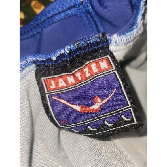 Jantzen Modest One Piece Swimsuit Size MED Blue Shelf Bra Cut Out Back Beach - Picture 6 of 6